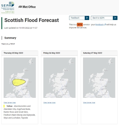 Scottish Flood Forecast map view image 